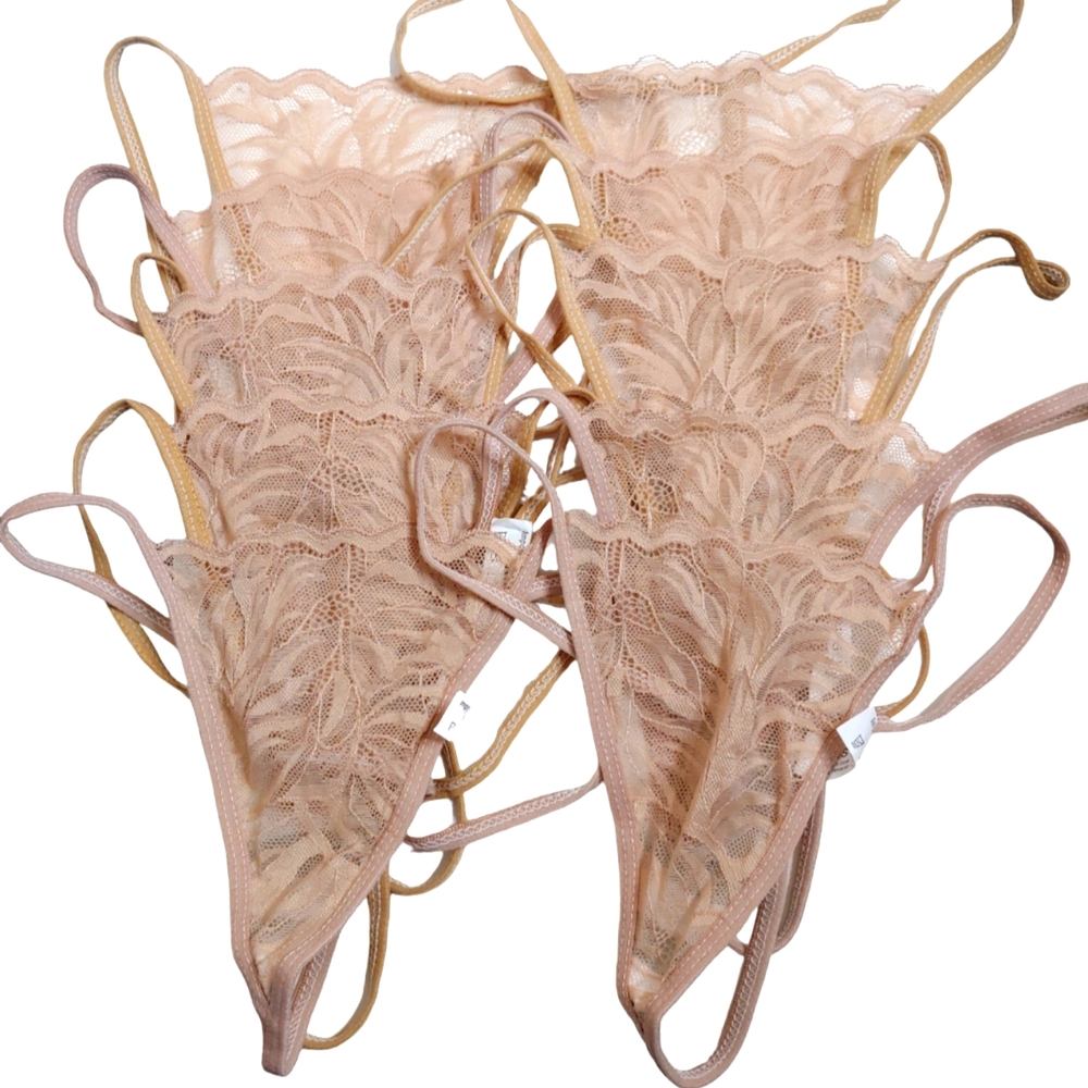 CHUNS Tan Nude Beige Lace Thong Bundle Size Large 10 For $22 New Without Tags